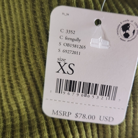 Free People NWT Santa Clara Thermal In Ferngully Green Size XSmall - Picture 7 of 14